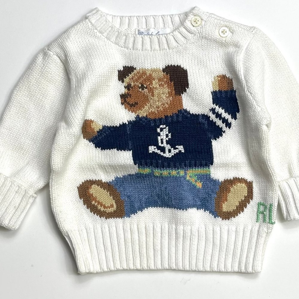 New Ralph Lauren Boys Bear Logo Sweater sz 3m